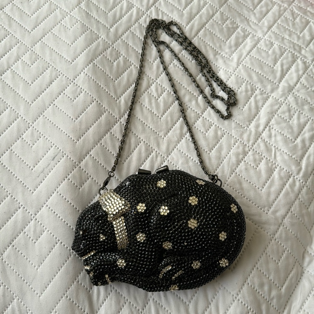 Studded leopard clutch